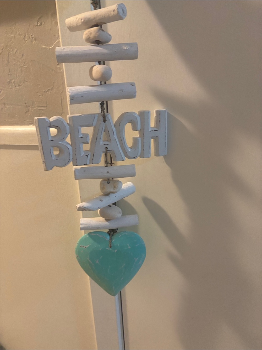 Beach Wall Hanging Decor in White and Teal